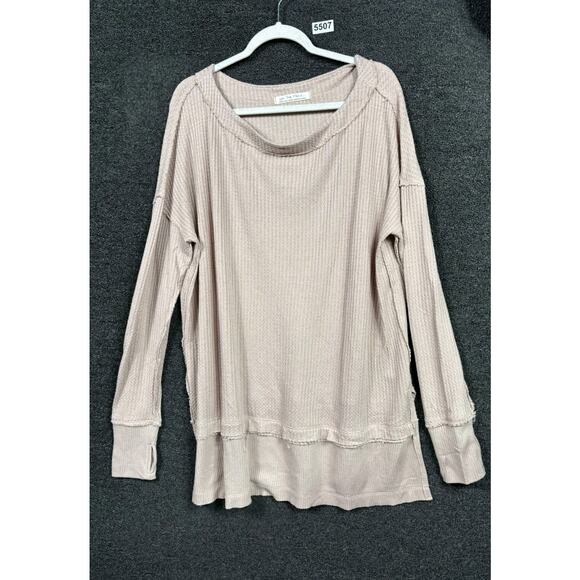 Free People We The Free North Shore Thermal Top Womens Size L Sand OB1013577 - Picture 1 of 8